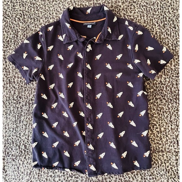 Andy and Evan Navy Blue W/Rockets Boys Size 8 Polo - Picture 1 of 3